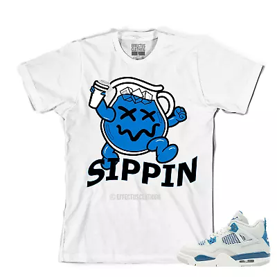 Tee To Match Air Jordan Retro 4 Military Blue Sneakers. Sippin Tee • $24