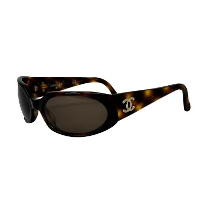 CHANEL Vintage 1996 Spring Runway Tortoise Brown Rectangle Frame Sunglasses 0779 • $285