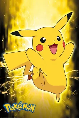 Pokemon - TV Show / Gaming Poster (Pikachu Jumping) (Size: 24  X 36 ) • $11.99