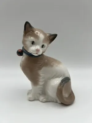 Nao By Lladro 5.5” Porcelain Kitty Cat Figurine W Bell Collar ~ 1985 • $54