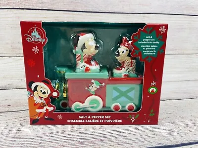 Disney Christmas Holidays Mickey Minnie Train Salt Pepper Shaker Set NEW • $19.99