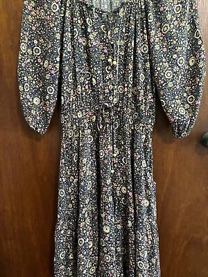 Iris Maxi Long Dress With Pockets - Navy Floral Boho - Size 10 - AS NEW • $29