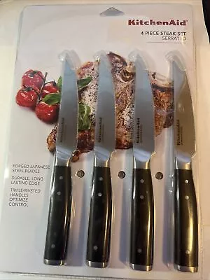 $29.99 • Buy Kitchenaid Gourmet 4-piece Forged Triple-Riveted Steak Knife Set, Black NEW