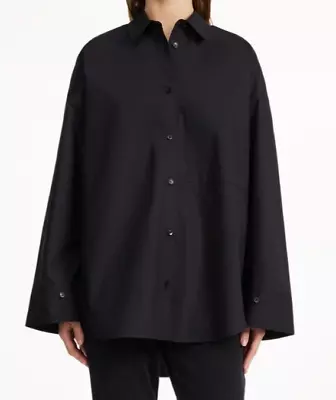 By Malene Birger Shirt Size UK 16 EU 44 OVERSIZE Poplin Organic Cotton - Black • $118.28