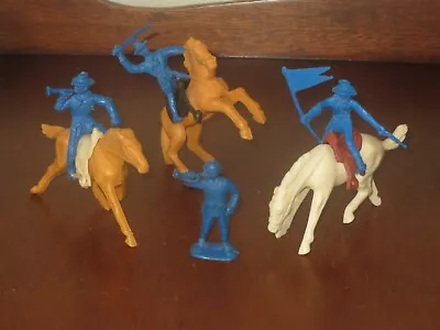 Vintage Timmee Civil War 4 Blue Cavalry Figures & 3 Horses 70mm • $24.99