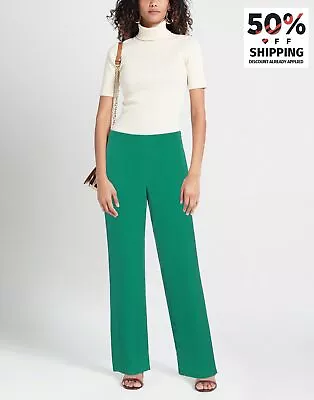 RRP €680 MAX MARA STUDIO Uovo Silk Trousers IT48 US14 UK16 XXL Green Wide Leg • $111.89