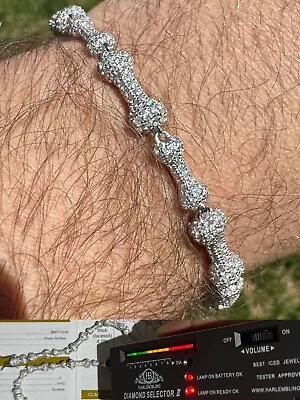 MOISSANITE Real Custom Bone Link Bracelet Iced Hip Hop 925 Silver Death Bones • $314.96