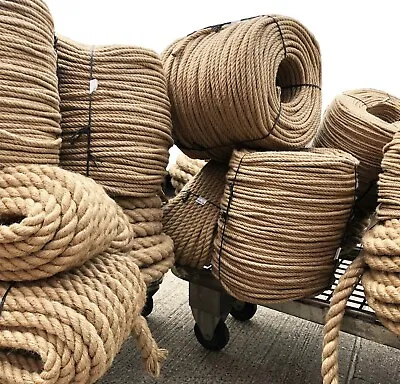 £0.99 • Buy 100% Natural Jute Hessian Rope Cord Braided Twisted Boating Garden Decking Gym