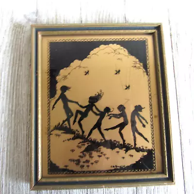 Vintage Silhouette Black On Gold Summer/Friend/ Spring Ornate C.A Richards? • $59.99