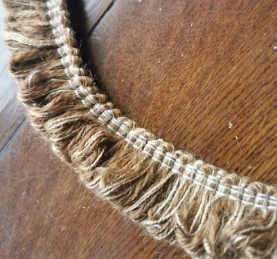 25mm Wide BROWN Ruche Looped Upholstery Fringe. Cushion Lampshade Pelmet Trim • £3.89