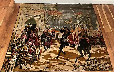 Vintage Middle Eastern Market Scene Woven Tapestry~Large • $99