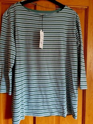 £16 • Buy Seasalt Women's - Blue Sailor 3/4 Sleeved Top/Bretton Top (GOTS)  - Size 16
