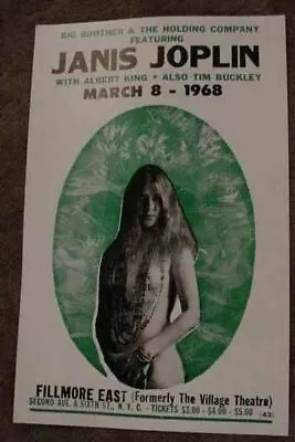 VINTAGE JANIS JOPLIN NYC 1968 CONCERT POSTER Art Janus ALBERT KING NEW YORK 60S • $39.99