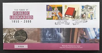 2000 PUBLIC LIBRARIES Coin Cover  Contains Unc  50p Coin • £4.99