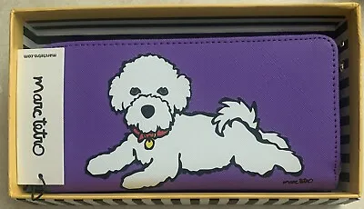 White Bichon Frisée Dog Marc Tetro Purple Zip Around Wallet With 4 Compartments • $44