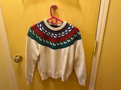 Vintage Charter Club Sweater Blue Green Red Trim • $25