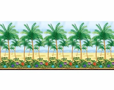 £14.95 • Buy 40ft Tropical Palm Tree Beach Room Roll Scene Setter Hawaiian Luau Party Decor
