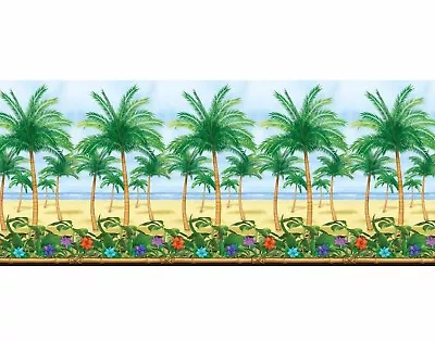 £14.95 • Buy 40ft Tropical Palm Tree Beach Room Roll Scene Setter Hawaiian Luau Party Decor