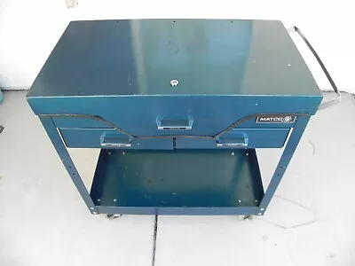 Vintage Matco 2 Drawer Locking Flip Top Roll Cart Teal USA 4 Swivel Lock Casters • $399.99