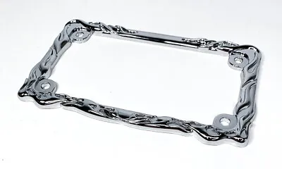 Chrome Metal Flames Motorcycle License Plate Tag Frame • $15.99