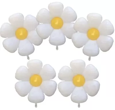 1pc Daisy Floral Balloon White And Yellow 50.8cm Foil Decor Party Fun Girls Boys • £2.99