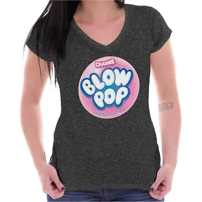 $20.99 • Buy Charms Blow Pop Original Vintage Candy Logo Womens Fitted V Neck Graphic Tees