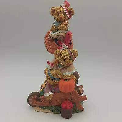 Vintage Thanksgiving Bears Native American Harvest Figurine 8  Resin Fall Decor • $14.24