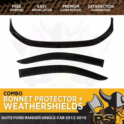 Bonnet Protector Weather Shields Visor For Ford Ranger PX1 Single Cab 2012-2015 • $129