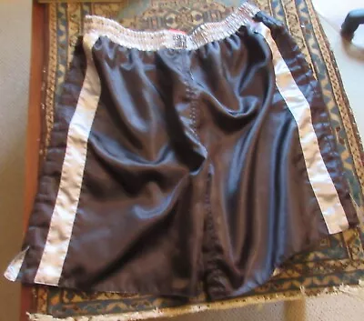 Vintage Oscar De La Hoya Boxing Shorts Trunks  Satin Reversable Silver Black XL • $44.99