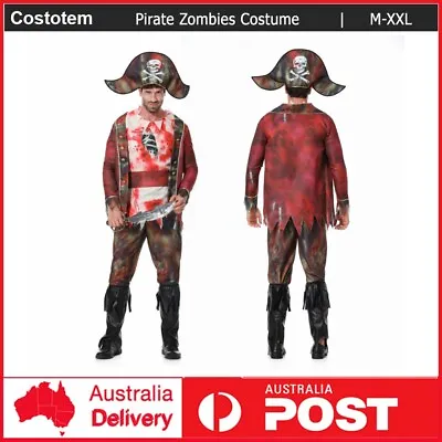Ruthless Rogue Pirate Swashbuckler Jack Sparrow Men Zombie Costume Christmas • $71.26