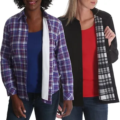 Ladies Casual Flannel Shirts Brushed Cotton Check Long Sleeve Pleated M To 5XL • £9.96