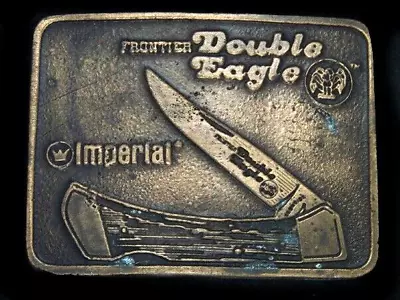 TG13124 VINTAGE 1970s **IMPERIAL FRONTIER DOUBLE EAGLE** KNIFE BELT BUCKLE • $25