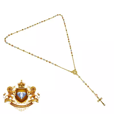 $329.99 • Buy 10k 100% Real Marked Authentic Gold Ladies Men's Rosary Cross Necklace Chain 3mm