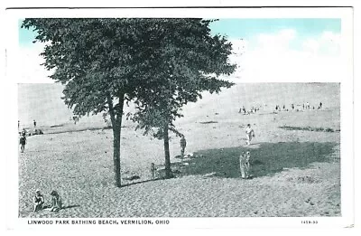 VERMILION OH Postcard LINWOOD PARK BATHING BEACH Swimming To Newark OHIO 1935 • $8.95