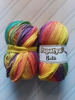 PAPATYA BATIK DK RAINBOW YARN 100gm X 2 P+P Can Be Combined • £4.50