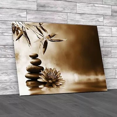 Creating A Bathroom Oasis With Relaxing Pebbles Sepia Canvas Print Large • £14.95