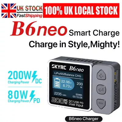 SkyRC B6neo Smart Charger DC 200W PD 80W LiPo Battery Balance Charger Discharger • £35.99