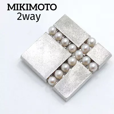MIKIMOTO JAPAN 13P Akoya Pearl Pin Brooch & Necklace Top Silver MIKIMOTO • $125.99