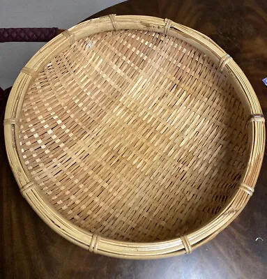 Beautiful Large Sieve Woven Split Bamboo Basket Tray Southeastern ASIA • $35