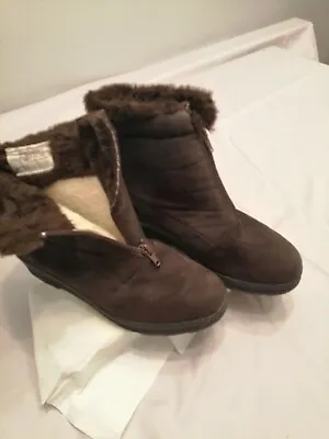 £10 • Buy Rohde Womens Dark Brown Sympatex Waterproof Zip Snow Boots With Wool Lining