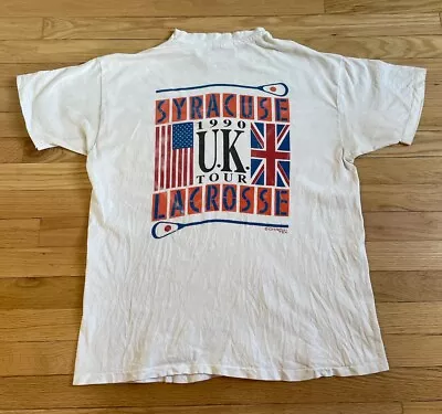 Vintage 90s Syracuse Lacrosse T Shirt - Hanes Made In USA - 1990 UK Tour Size XL • $34.99