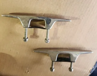 Vintage  GLASTRON Boat Cleats Tie Downs Chrome Set Of 2 • $29.99