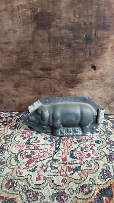 Rare Antique Vintage Old Metal Tin Pig Floral Chocolate Mold 6.5  • $78