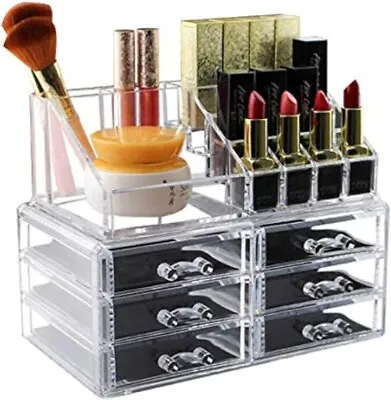 6 Drawers Clear Cosmetic Toiletry Makeup Organiser Box Display Case Jewellery • £5.99
