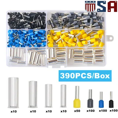 390Pcs AWG 2 4 6 8 10 12 14 16 Wire Ferrules Kits Crimp Terminals Connectors Kit • $13.65