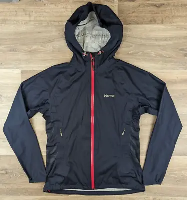 Womens Marmot Waterproof Jacket Size M Windbreaker Navy Blue Hood • £29.99