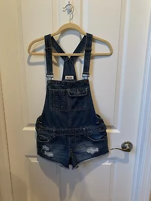 Mudd Women's Cut Off Bib Overalls Size Medium. Suspenders Pockets EUC (X) • $27.99