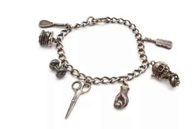 Vintage Sterling Silver 925 Charm Bracelet Music Sports 7  • $71.99