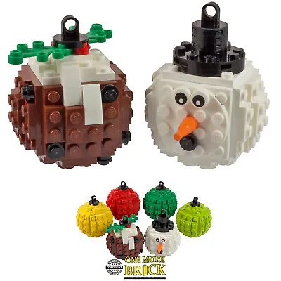 £15.99 • Buy Baubles | 1x Snowman & 1x Pudding Xmas Tree Decorations | Made With LEGO Bricks