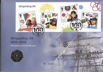 LARGE Coin Cover 2010 GIRLGUIDING UK  Contains 50p Coin 12127 • £7.99